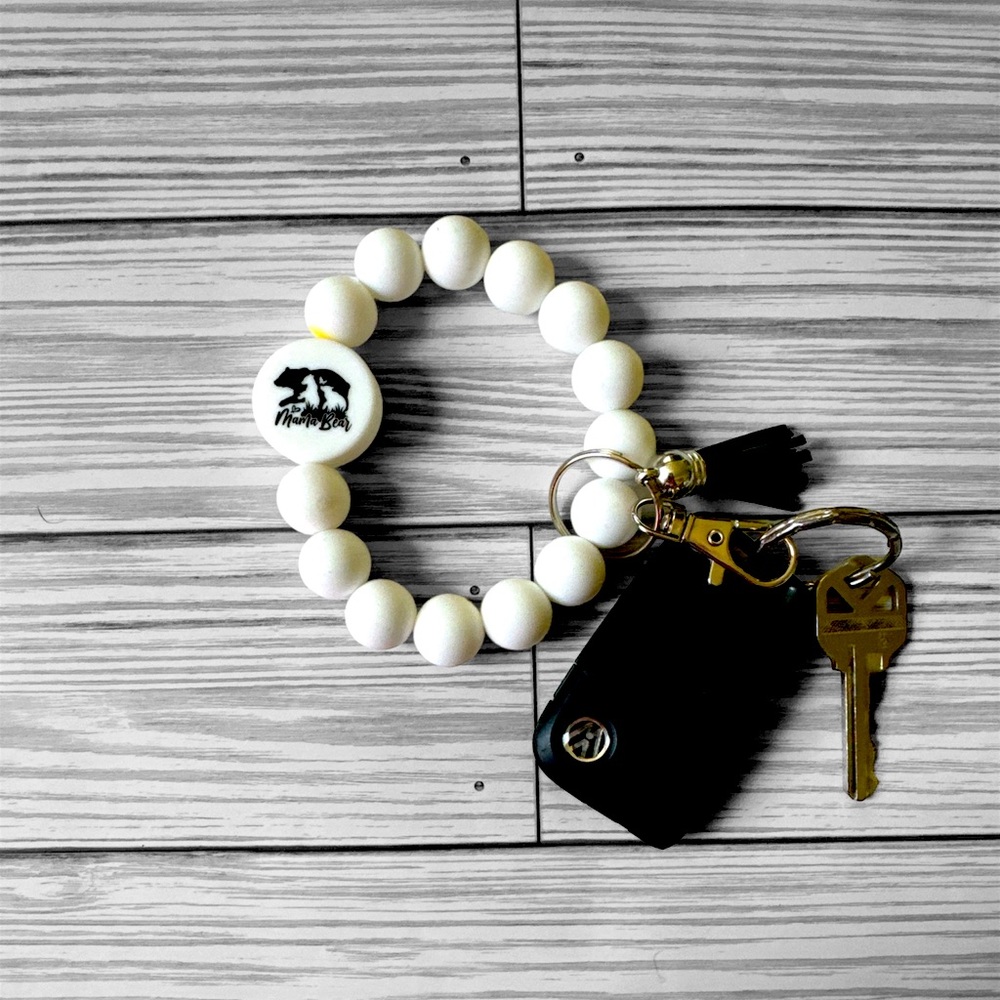 Mama Bear Silicone Wristlet Keychain